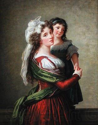 elisabeth vigee-lebrun Madame Rousseau et sa fille. France oil painting art